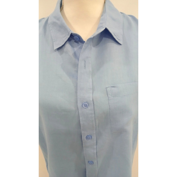 Vince Men's Blue Linen Short Sleeve Classic‎ Fit Casual Button Down Shirt Size S - Picture 3 of 7